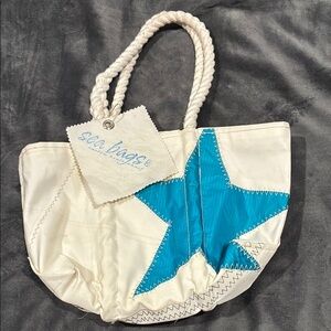 Sea Bags White and Blue Star Tote